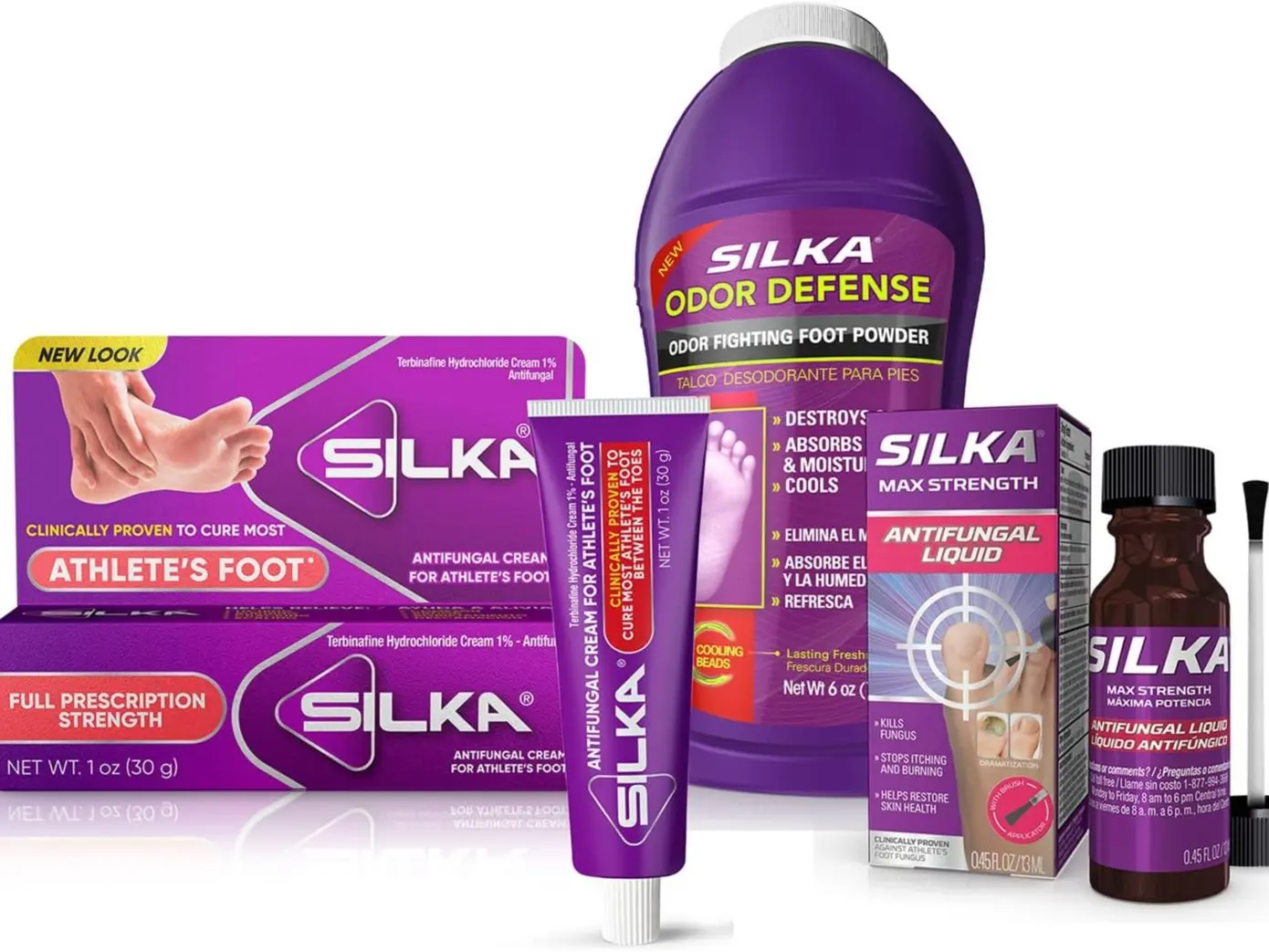 Silka Emergency Foot Care Kit, Max Strength Antifungal Liquid, Odor-Fighting Foot Powder, Antifungal Cream for Athletes Foot, Jock Itch, and Ringworm, Complete Solution for Healthy Feet, Daily, Care Foot Treatments & Remedies