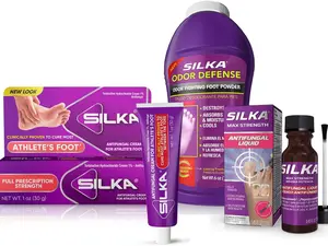 Silka Emergency Foot Care Kit, Max Strength Antifungal Liquid, Odor-Fighting Foot Powder, Antifungal Cream for Athletes Foot, Jock Itch, and Ringworm, Complete Solution for Healthy Feet
