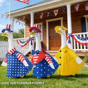 2026 New Independence Day Porch Goose Outfit Waterproof Goose Yellow Raincoat American Flag Goose Costume Hat Set