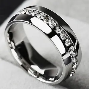 Fashion Band Ring Made Of  Paved A Row Of Shining zirconia Silvery Or Golden Make Your Call Suitable For Men And Women
