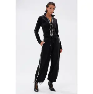DARA RHINESTONE WIDE LEG SWEATPANT