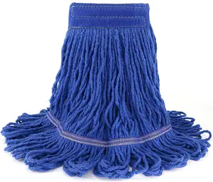 Blue Loop End Commercial String Mop Head 80% Cotton 6 Inch Headband Durable Heavy Duty Industrial & Commercial Use Absorbent Mop Head Replacement