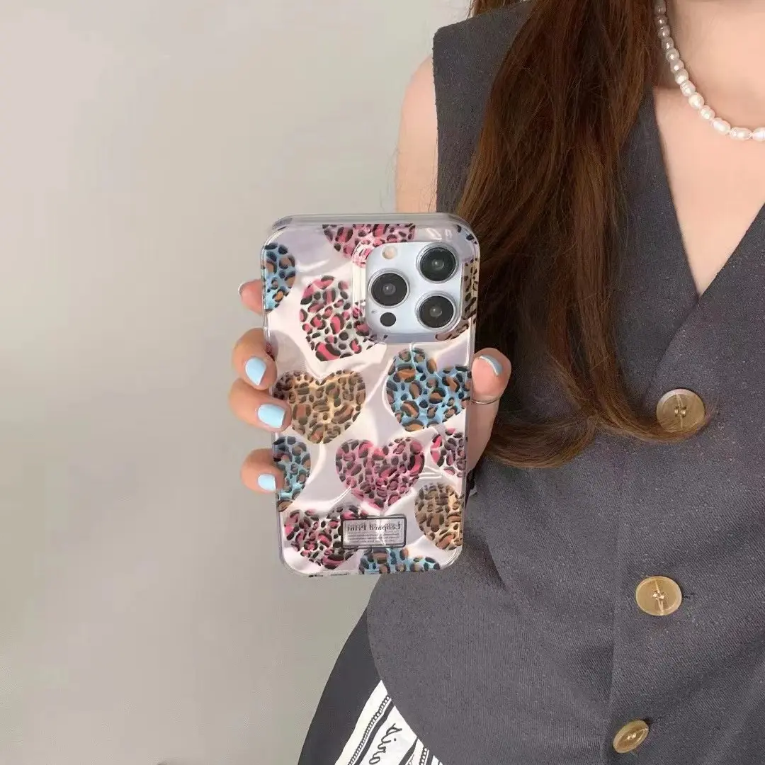 Sweet Cool Leopard Print Love Heart Phone Case with Chain for iPhone 17 Pro Max 16 15 14 13 Sweet Cool Leopard Print Love Heart Phone Case with Chain for iPhone 17 Pro Max 16 15 14 13