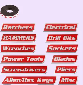 CT Magnetic Tool Box Labels 12-Pack, 3D Reusable Toolbox Organizer Labels for Tool Storage, Heavy-Duty Magnetic Tags for Steel Tool Chests, Drawers, Carts & Cabinets, Garage Organization & Storage Solution Kit