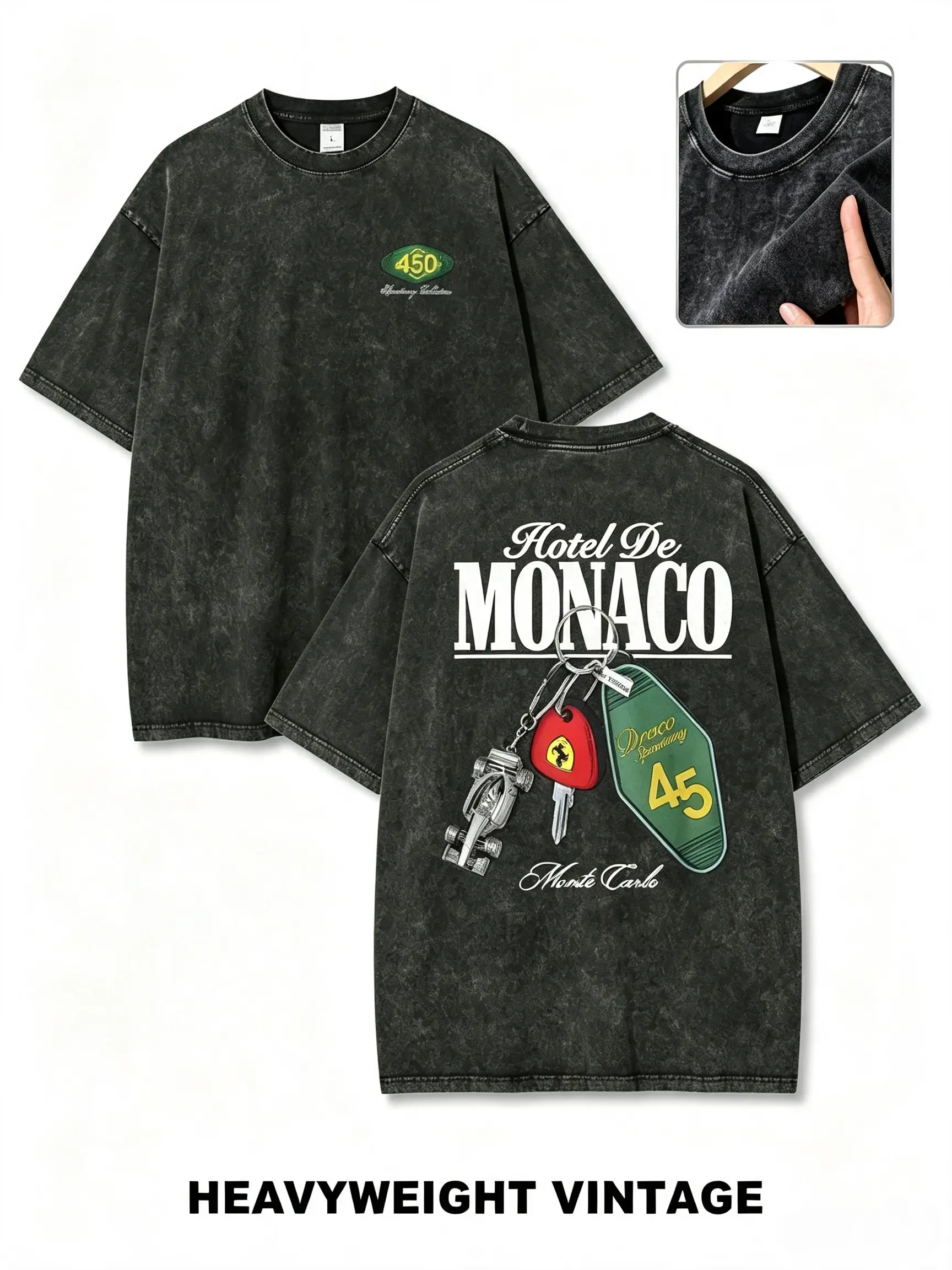 Heavyweight Vintage Washed T Shirt Men Retro Racing Graphic Tee Old Money Streetwear Oversized Casual Cotton Shirt Y2K Fashion Summer Top Classic Car Style Unisex Apparel