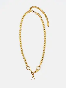 Stork Scissor Necklace in Gold