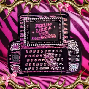 Feelin Like a Y2K Princess Pink Zebra Print Juicy Sidekick Mcbling Holographic Glitter Sticker
