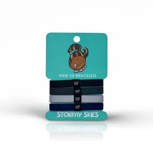 Hip Heads Stormy Skies 4 Pack Solid Hair Tie Bracelets | Strong & Durable | Non-Slip Unisex Bands | For Men, Women, Kids | Doubles as Wristbands
