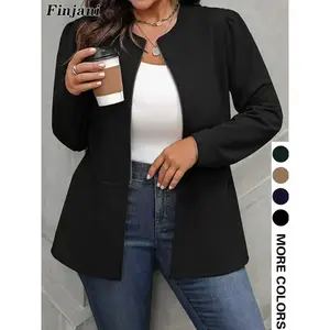 Plus-Size Women’s Casual Loose-Fit Long-Sleeve Coat, Basic Fashion Outerwear for Autumn and Winter, Comfortable and Stylish Women’s Jacket