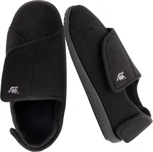 Men's Memory Foam Diabetic Slippers – Extra Wide Adjustable House Shoes with Non-Slip Sole