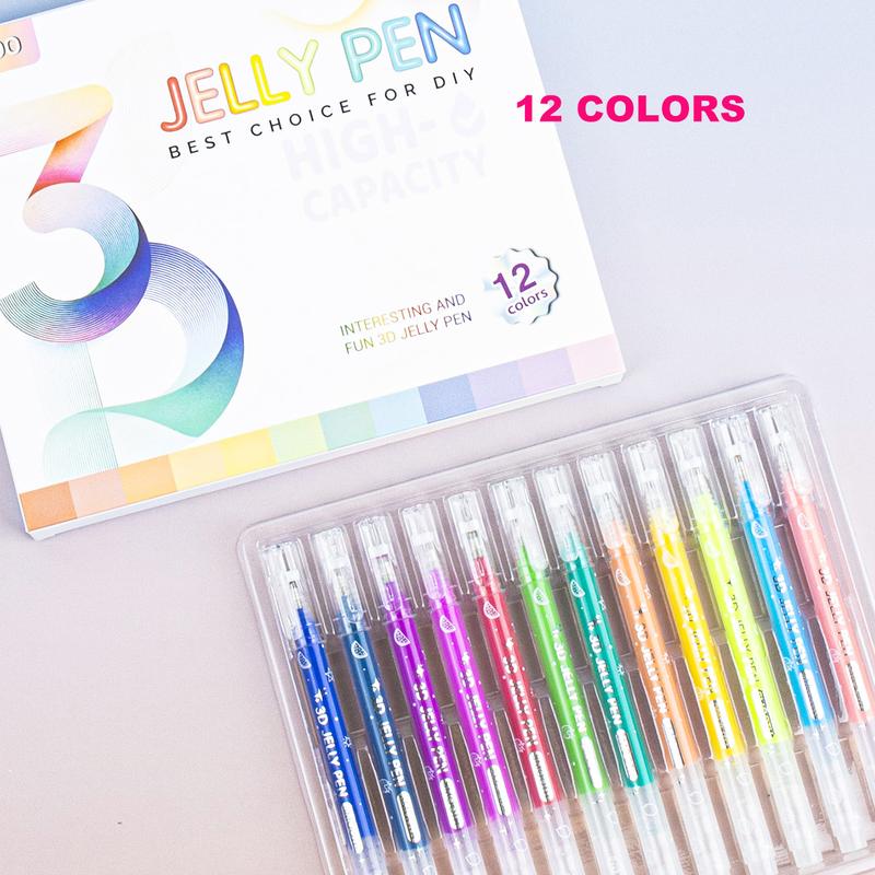 3D Jelly Pens, 12/24/36 Colors Set of 3D Effect Jelly Gel Pens, Perfect for Painting, Drawing, Writing, Bullet Journal, Card Making, Nail Painting, DIY Crafts