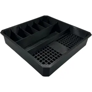GarageInOrder 3d Printed bit holder insert for PACKOUT Low Organizers (7 Compartment + 110 Bit) Black