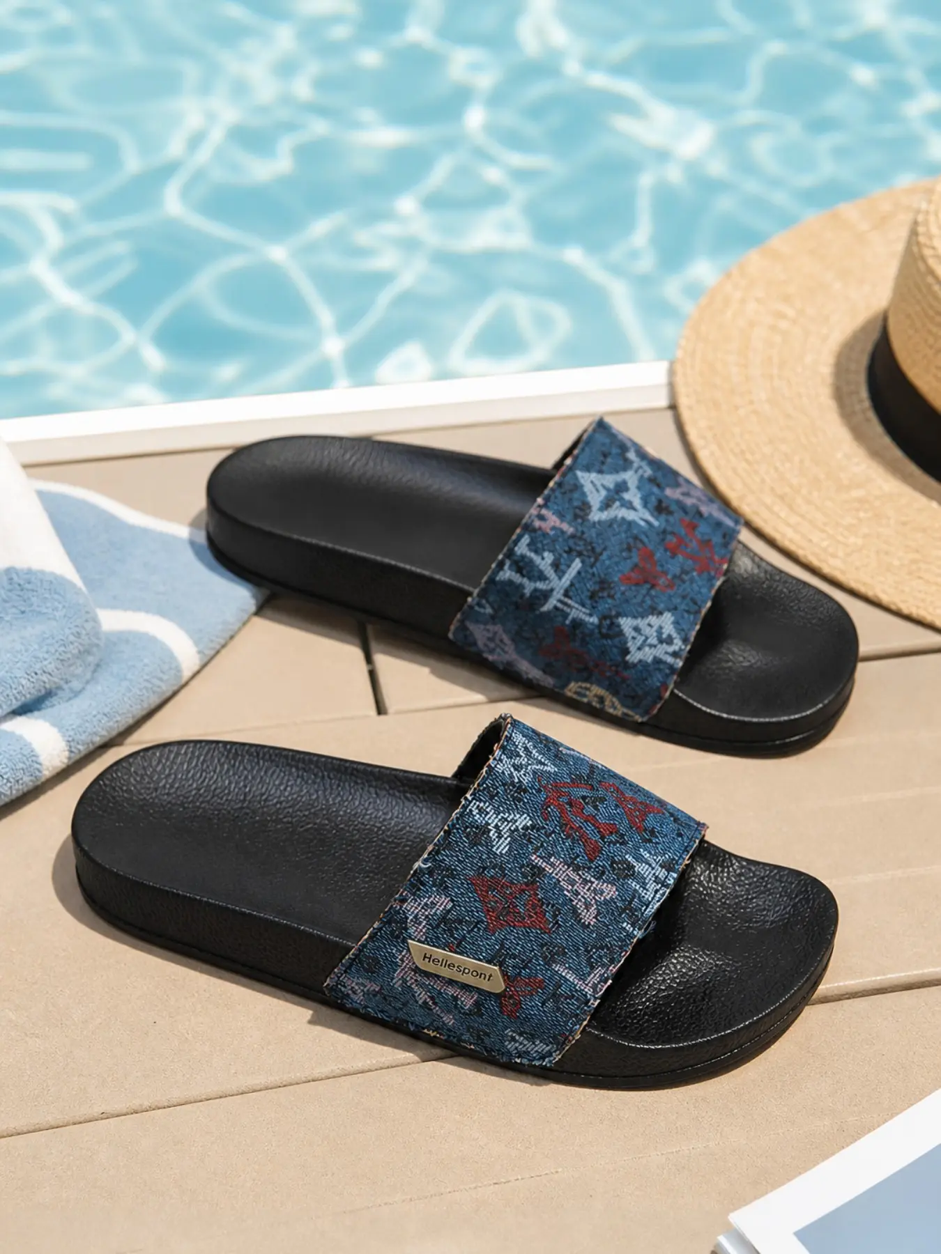 Tropical Palm Print Sandals, Comfortable One-Piece Design, Perfect for Summer Wear, Stylish Footwear for Beach & Poolside