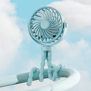 USB Rechargeable Baby Stroller Fan, 3 Speed Mini Octopus Fan with Flexible Legs, Handheld Standable Clip Desk Fan for Travel, Car Seat, Bed Frame & Outdoor Use, Portable Fan