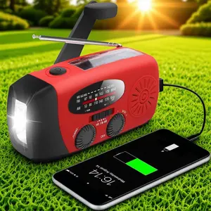 2000mAh Emergency Solar USB Hand Crank Radio Portable AM FM NOAA Weather Radio with Rechargeable Led Flashlights Power Bank USB Rechargeable Flashlight for Outdoor Camping Travel Must Have Practical Gadget Holiday Birthday Gift