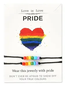 Rainbow Pride Bracelet, an anniversary gift for lesbian couples, a wedding gift for gay couples, a unisex rainbow bead set.