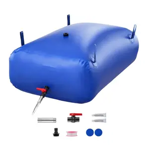 Water Storage Bladder, 87.2 Gal Collapsible Water Tank Bag, Wear-Resistant 1000D PVC Soft Water Container, Leakproof Camping RV Emergency Gear For Garden Irrigation, Portable Liquid Reservoir, Blue
