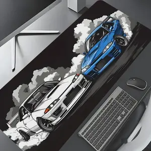 Drifting Racing Cars Pattern Mouse Pad, Rectangle Gaming Mouse Pad, Non-slip Rubber Pad, Aesthetic Desktop Decoration Protective Pad for Laptop, Desktop Computer Games Mousepad, Protection