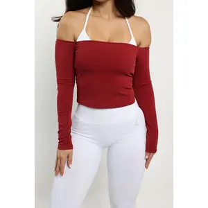 Dark Red Off the Shoulder Top