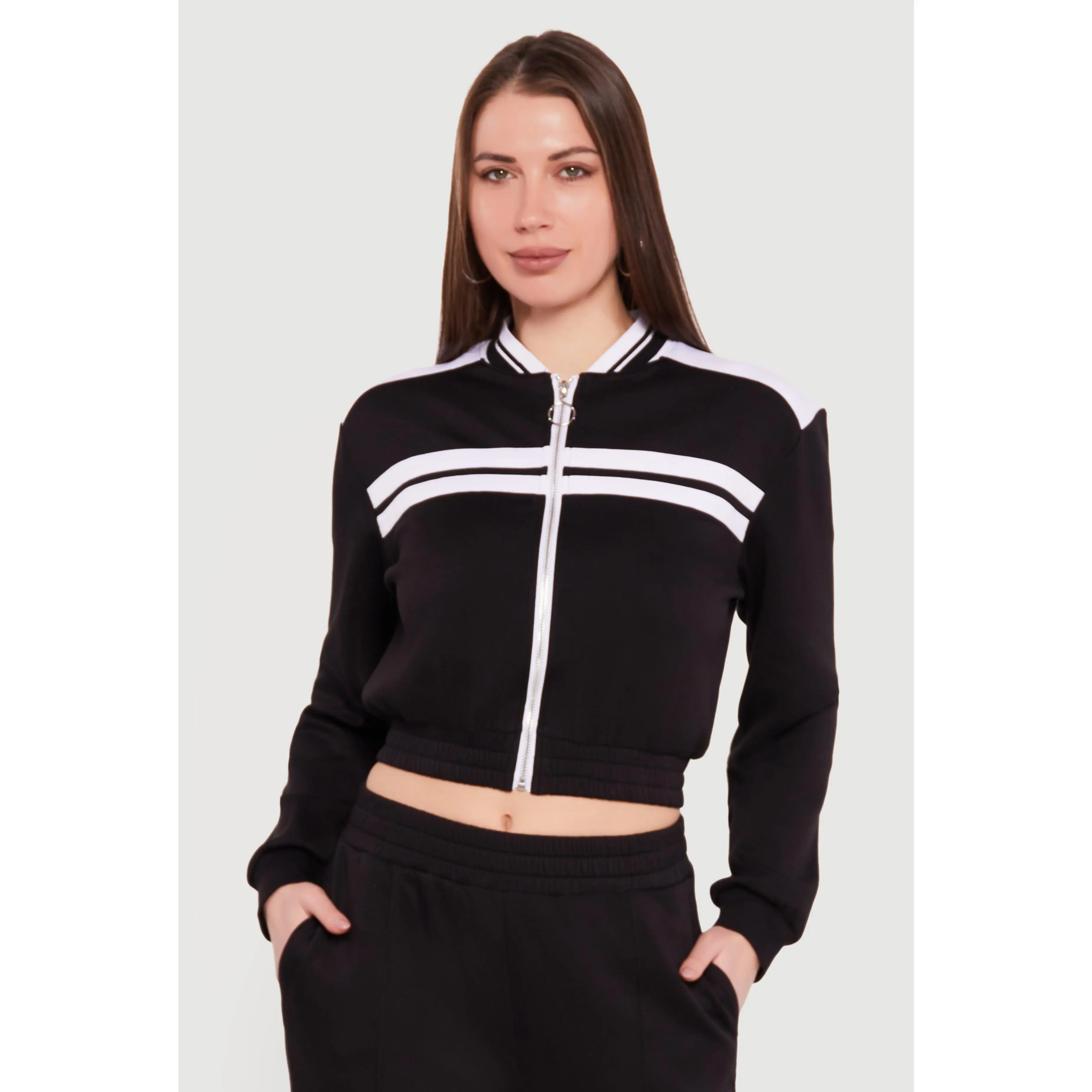 Varsity Stripe Zip Front Track Jacket
