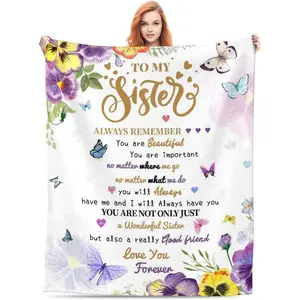 Women's 50x60 in Butterfly Print Blanket, Colorful Afghan with Purple & Yellow Floral Design, Cute Printed Fabric Throw for Sister Gifts, Butterfly Print Blankets, Colorful Afghan Blankets