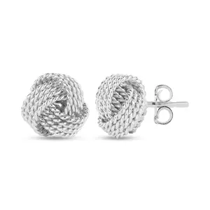 LeCalla 925 Sterling Silver Love-Knot Stud Earrings Jewelry Italian Design Diamond-Cut Twisted Wire Love Knot Earring for Women 8mm