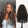 Bangjazz 13x6 Burmese Curly Ready To Wear Highlight Lace Front Wigs Human Hair for Beginners Pre Bleached 200 Density Drawstring Wig With Finger Coil Ends Pre Cut Lace For Women #Sohochic