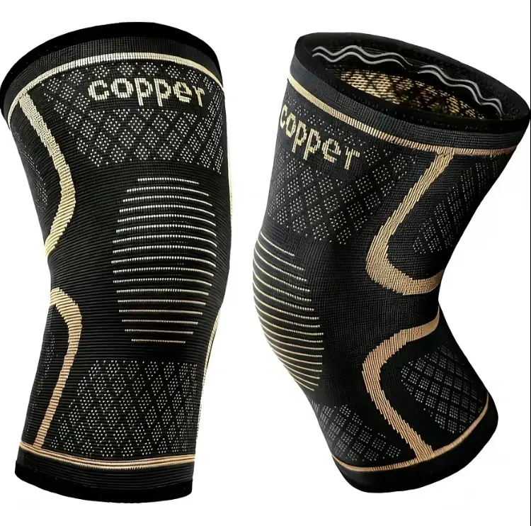 Copper Knee Braces (2 Pack, Large) for Men and Women - Sporty Sports Sleeves & Support, Compression Sleeve for Knee Pain, Arthritis Recovery