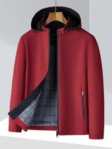 Spring Autumn Middle-Aged Men's Hat Jacket, Dad Style Casual Outerwear, Thickened Winter Quilted Jacket for Elderly Men