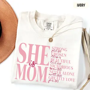 Comfort Colors She Is Mom Bible Verse TShirt, Cute Religious Mama T-Shirt, Mother's Day Gift, Christian Mom Gift, Praying Mama Tee