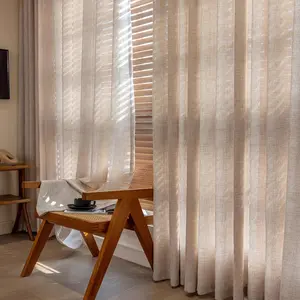 Solid Color Linen Curtain, Wooden Bead Decor Curtain, Breathable Curtain, Home Decoration Curtain for Home Living Room Bedroom, Home Decor Supplies