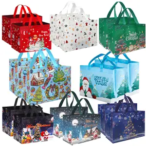 2026 NEW 16 Pack Christmas Gift Bags Reusable Non-Woven Fabric with Handles 12.6"x9.8"x6.7" for Xmas Gifts Wrapping Shopping Party Bulk Pack
