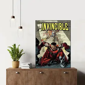 Invincible Comic Poster, Omni-Man Superhero Battle Wall Art, Comic Book Poster for Room Decor, Gift For Fans