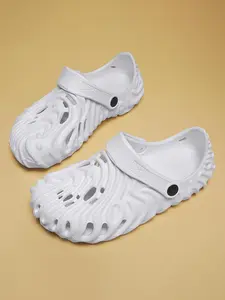 Women's Casual Plain Color Hollow Out Design Slippers, Lightweight Slipper, Rubber Sandals, Soft Comfortable Breathable Non-slip Sandals, Fashionable Slippers for Indoor & Outdoor Wear, Walking Shoes