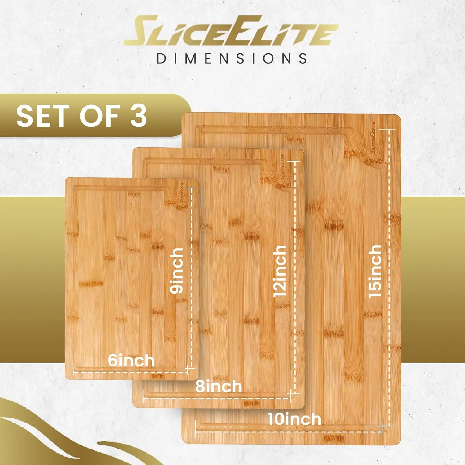 Original 3 PC Bamboo cutting board set