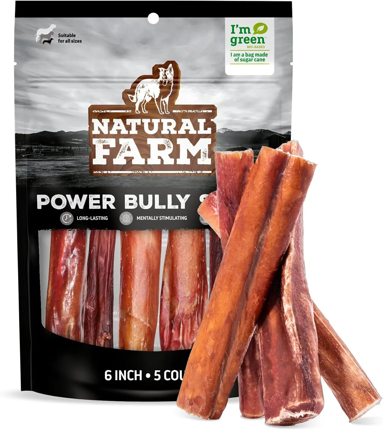 Natural Farm 6-inch All-Natural Beef Pizzle Sheath Bully Sticks Multi-Pack - Grassfed Sticks & Twists, Award-Winning Rawhide Alternative, High Protein 2-in-1 Long-Lasting Digestible Dog Chews, 25-Pack