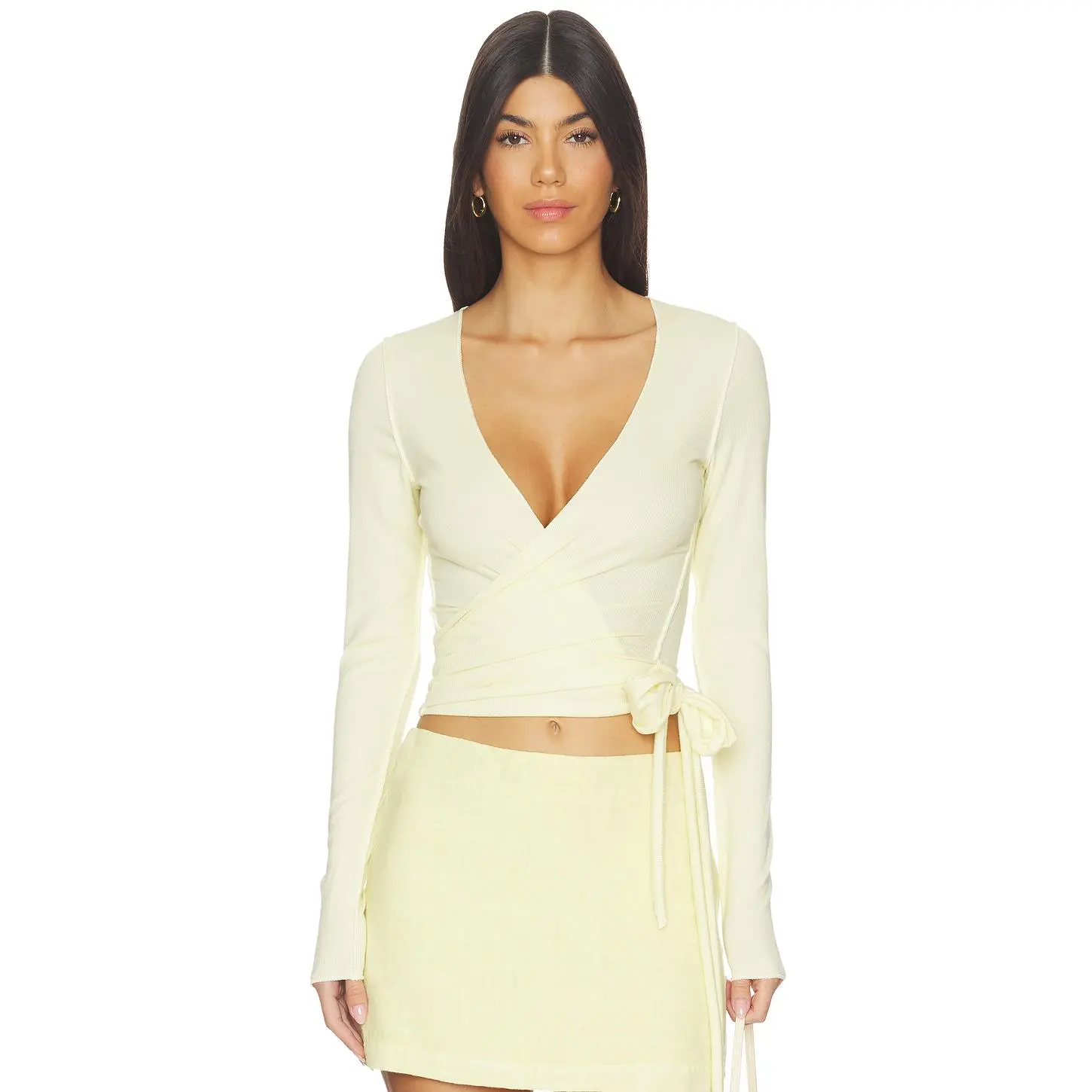 VIR VITA Margot Wrap Top in Butter Yellow