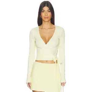 VIR VITA Margot Wrap Top in Butter Yellow
