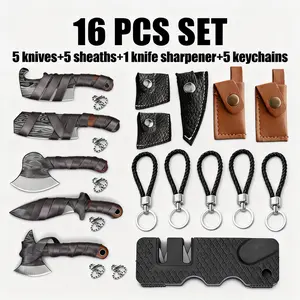 16 PCS SET Cluster Peaks - Damascus Pattern toy Mini Knife