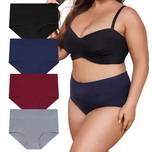 LEVAO 4 Pack Cotton High-Waisted Underwear for Women – Soft Stretch Full Coverage Plus Size Briefs, Comfy Everyday Panties 0XL-4XL
