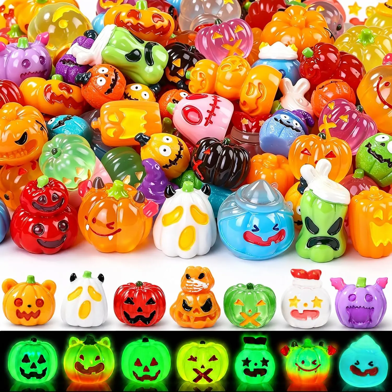 35PCS Mini Halloween Pumpkin Figurines, Tiny Resin Pumpkin Decorations for Fairy Garden, Dollhouse Miniatures, Tiered Tray Decor, Halloween Party Favors, Table Decor & DIY Crafts