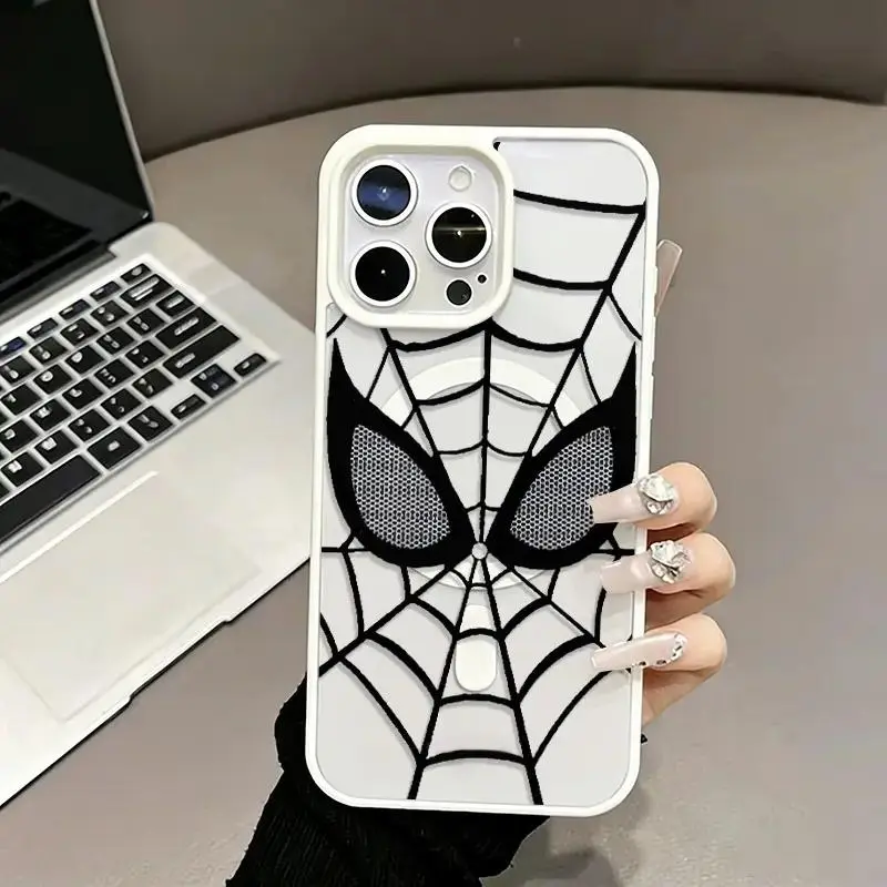 [Copy of] Spider-Man Eyes Spider Web Pattern Case, Single Piece Magnetic Shockproof PC Phone Case for iPhone 17, 16, 15, 14, 13, 12, 11, Pro, Max, Plus, XS Max and Samsung S25, S24, S23, S22, S21, Plus, Ultra, FE, Phone Case Part 2