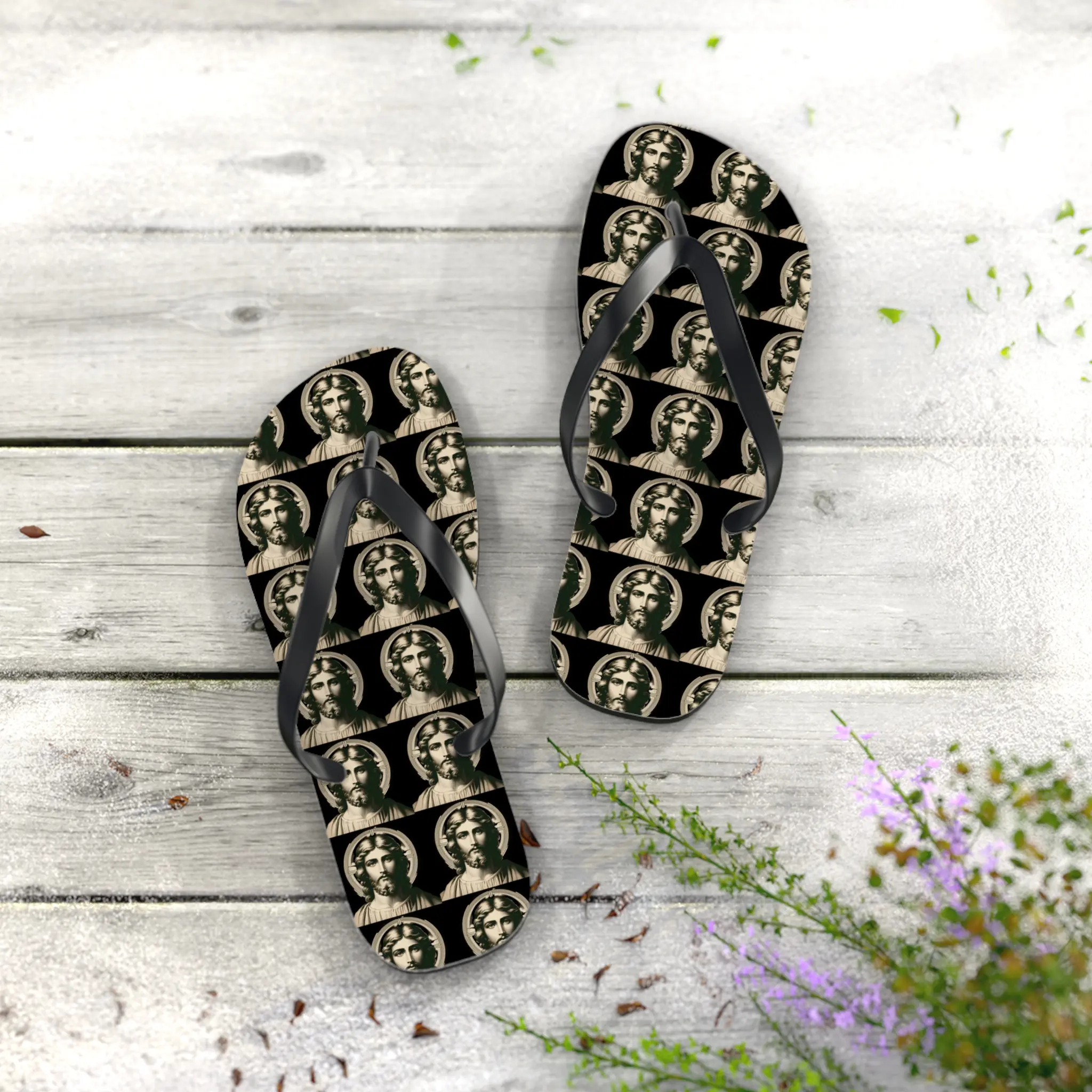 Fellowship Designers Stylish Jesus Flip Flops Multicolor
