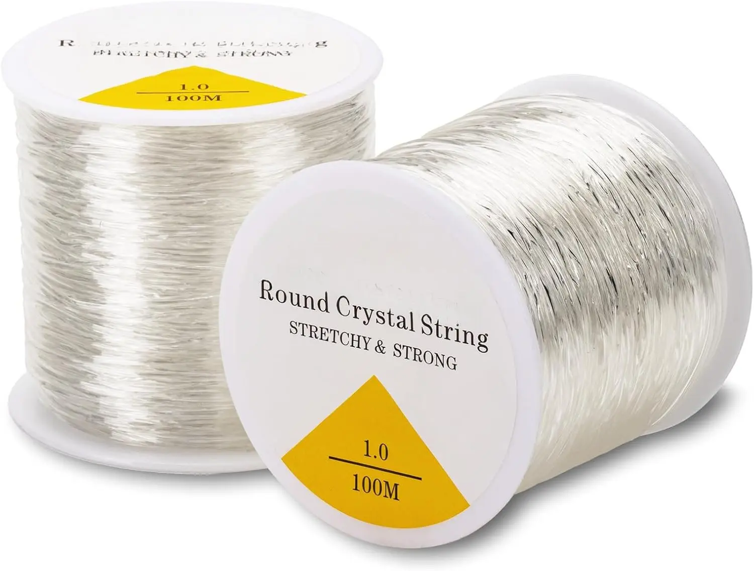 2 Rolls 1mm Diameter Flexible Sturdy Elastic String - Durable DIY Jewelry Accessories Clay Bead Cord, Elastic Plastic Rubber for Comfy Wear, Ideal for Adult Bracelets & Beading Crafts, White, Adults