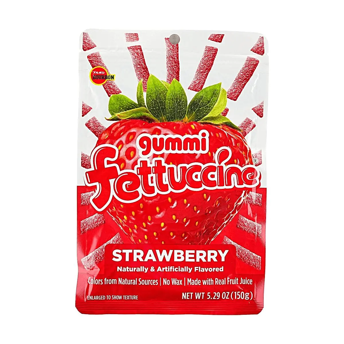 Bourbon Fettuccine Gummy - Strawberry Flavor, 150g | Chewy, Juicy, Japanese Convenience Store Favorite