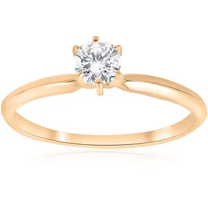 14k Yellow Gold 1/4ct Round Diamond Solitaire Engagement Ring