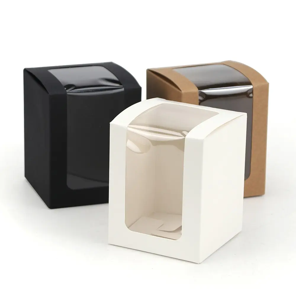 10pcs 8x8x10cm Gift Boxes with Windows in, Wedding Gift Packaging, Beautiful Gift Box, Special Box, Gift Box Design, Compatible with 9oz Cups and Crafts