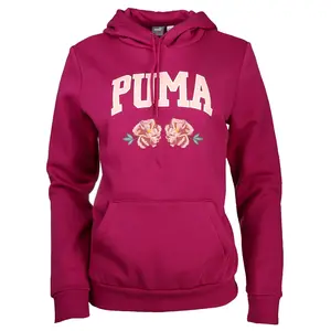 PUMA Womens Faux Embroidery Floral Hoodie Casual Outerwear Casual - Red