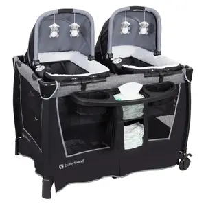 Baby Trend® Retreat Twins Portable Nursery Center® Playard w/ Removable Full Bassinet, Changing Table, Organizer & Tote Bag