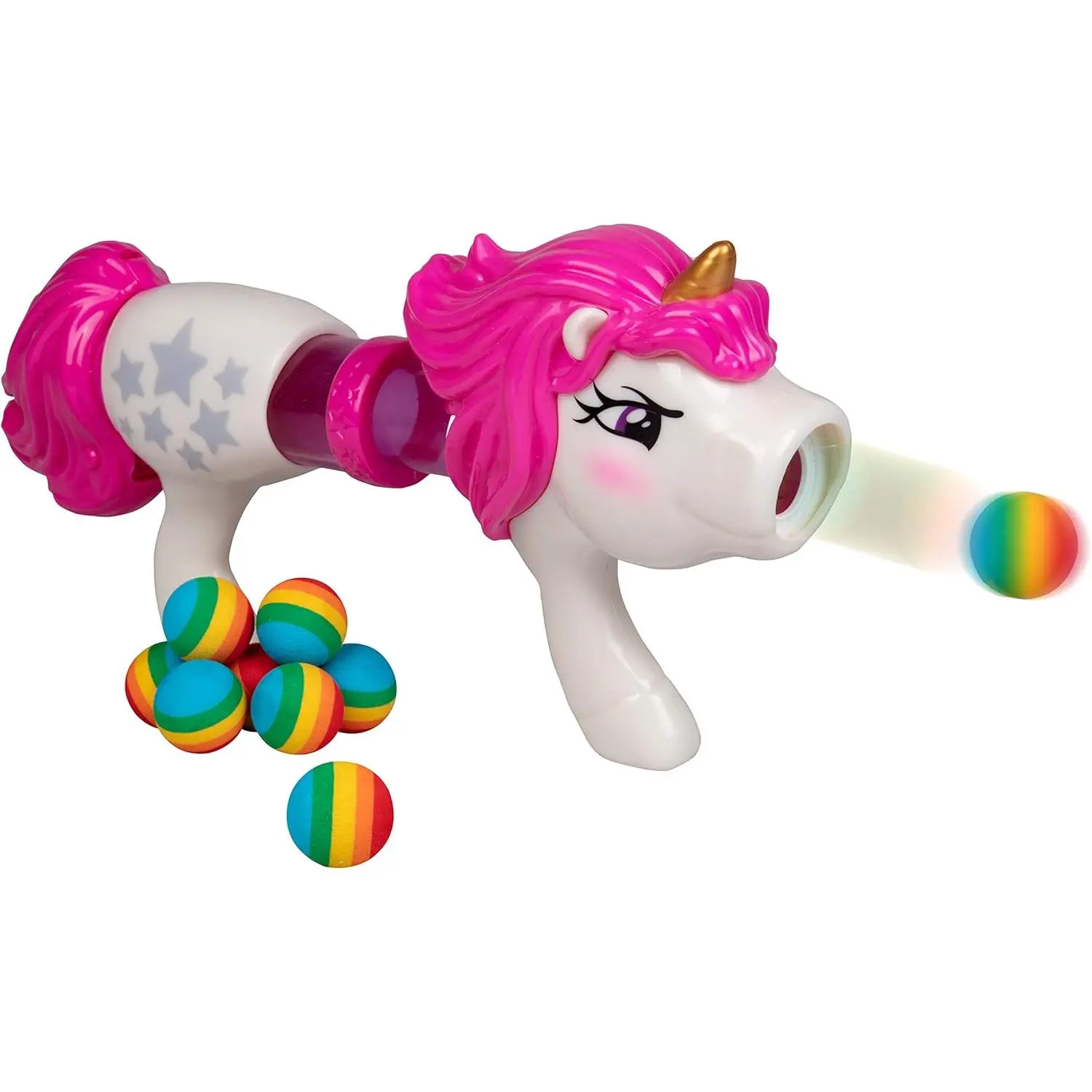 Hog Wild Unicorn Power Popper Foam Blaster Toy - Rapid Fire Rainbow Ball Shooter Blasts Up to 8 Foam Balls - Indoor or Outdoor Play - 4+